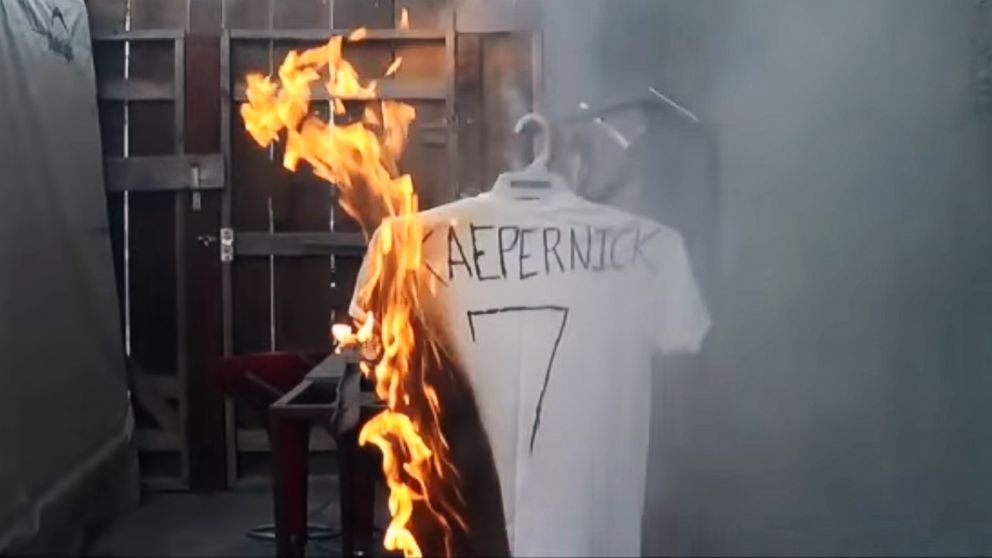 burning kaepernick jersey