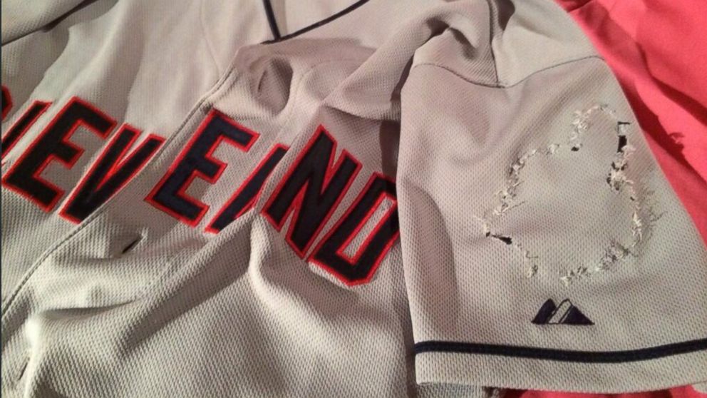 PHOTO: Dennis Brown posted this image to Twitter of a Cleveland Indians jersey that's been "de-chiefed."