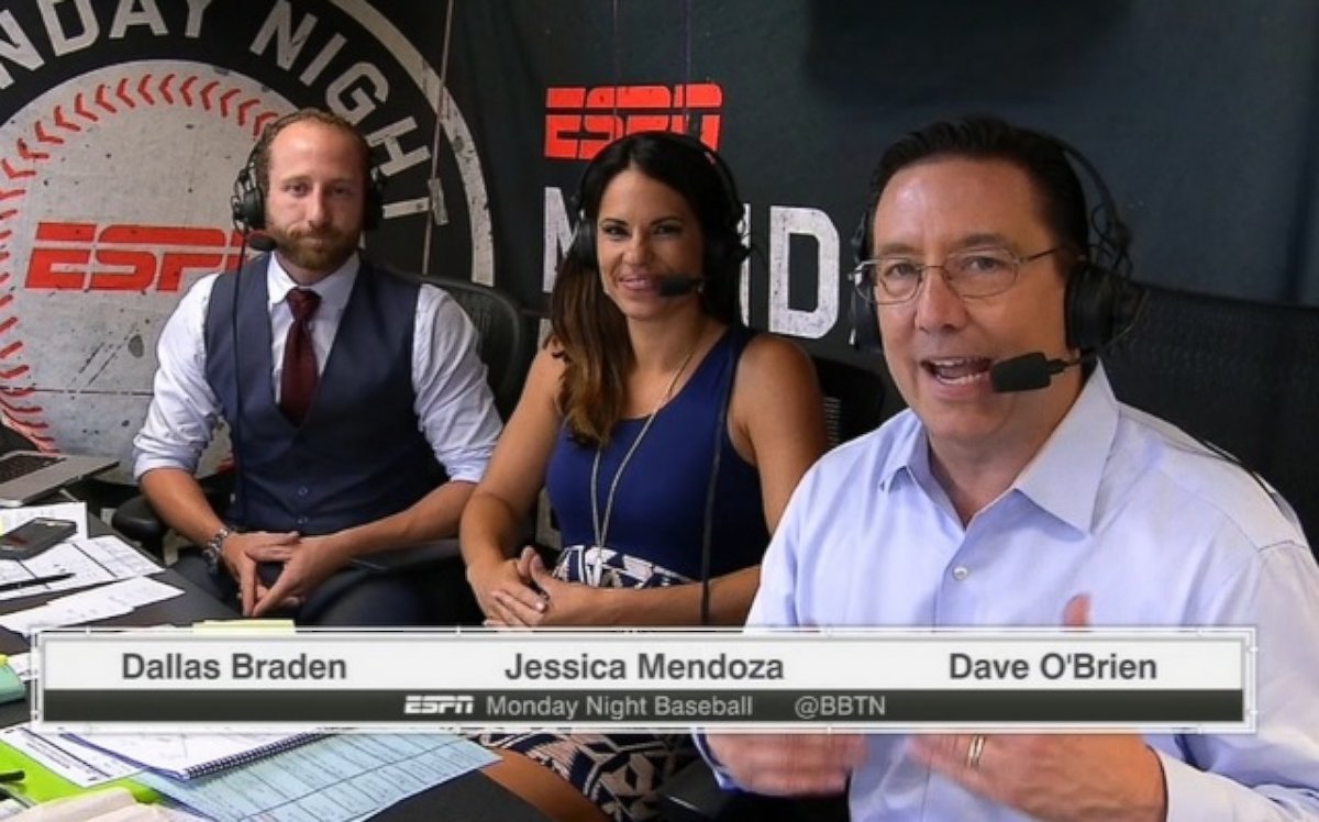 PHOTO: Jessica Mendoza became the first female ESPN MLB game analyst on the August 24, 2015 edition of Monday Night Baseball.