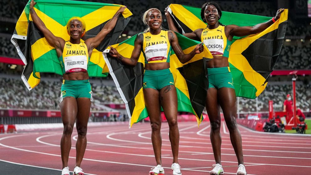 Jamaica sweeps women's 100m at Tokyo Olympics as Elaine ThompsonHerah