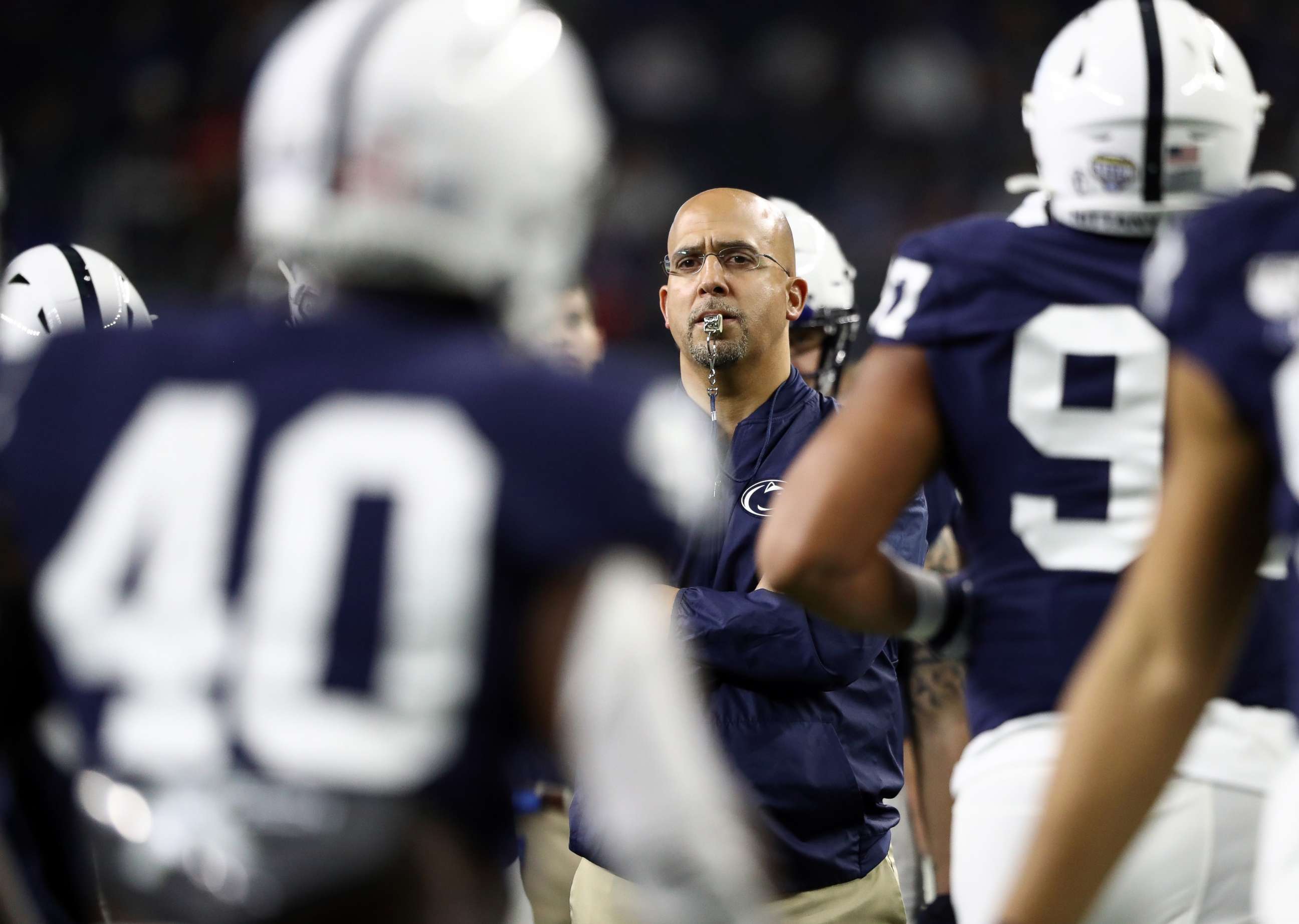 PHOTO: Coach James Franklin of Penn State prepares for the Goodyear Cotton Bowl Classic against Memphis at AT&T Stadium on Dec. 28, 2019, in Arlington, Texas.