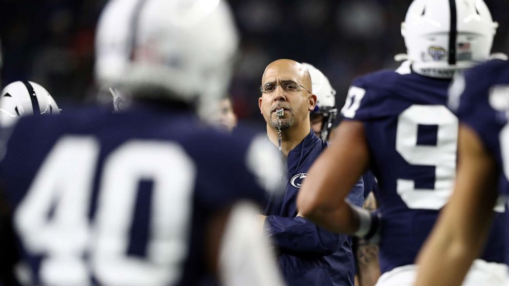 PHOTO: Coach James Franklin of Penn State prepares for the Goodyear Cotton Bowl Classic against Memphis at AT&T Stadium on Dec. 28, 2019, in Arlington, Texas.