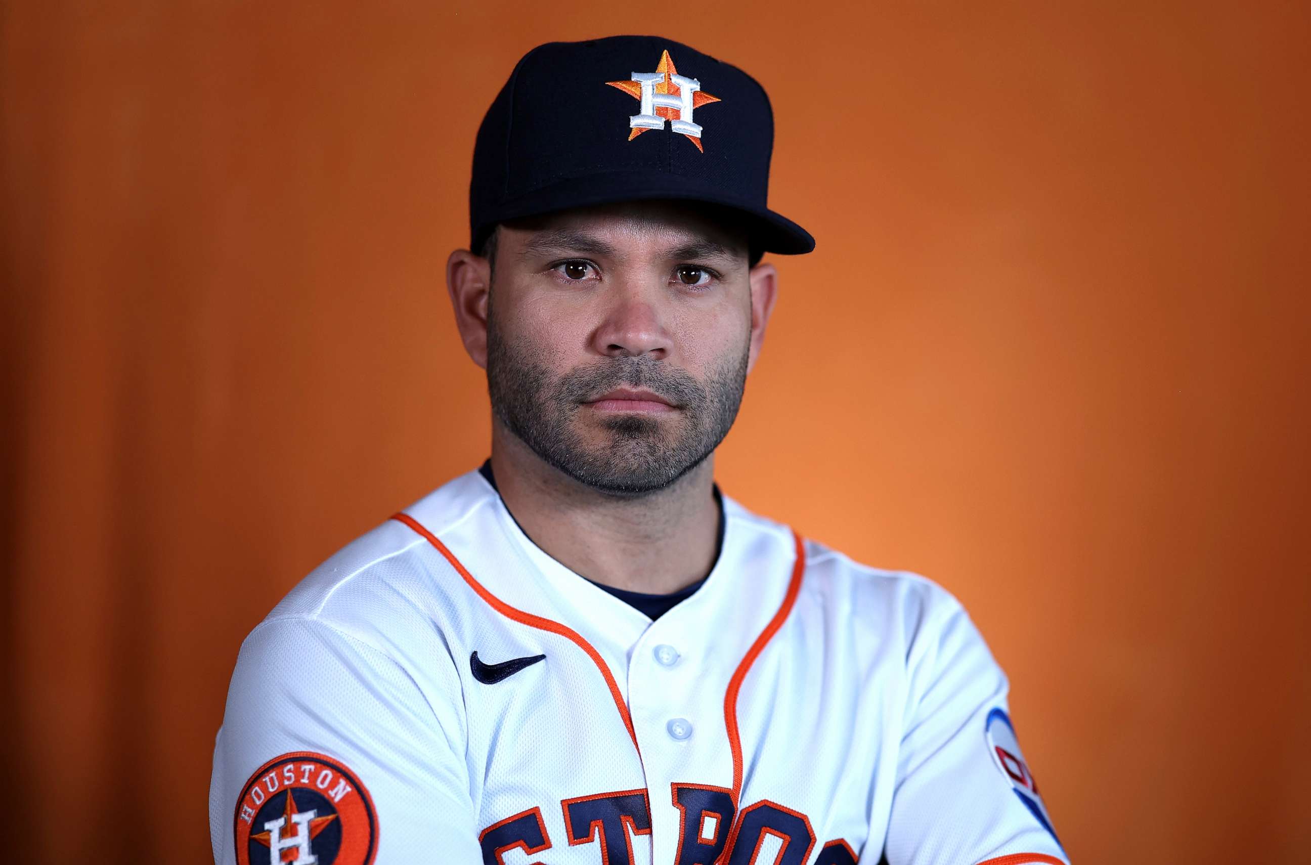 PHOTO: Jose Altuve of the Houston Astros poses for a portrait during photo days at The Ballpark of the Palm Beaches, Feb. 23, 2023, in West Palm Beach, Fla.