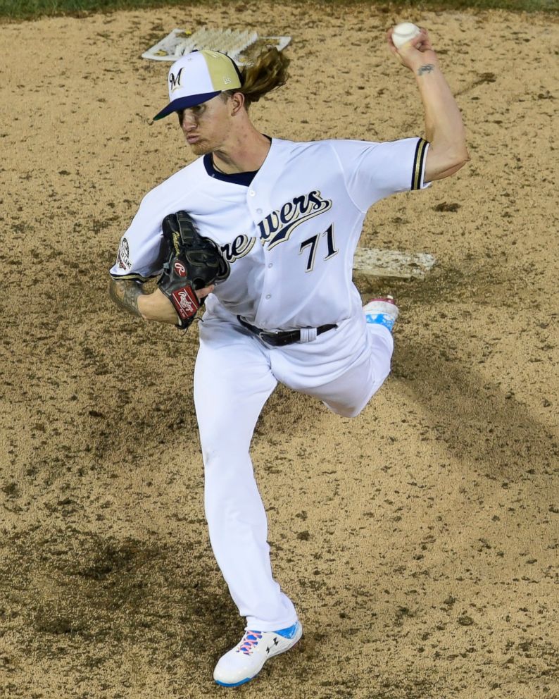 Milwaukee Brewers pitcher Josh Hader (71) throws during the eighth inning at the Major League Baseball All-star Game, Tuesday, July 17, 2018 in Washington.