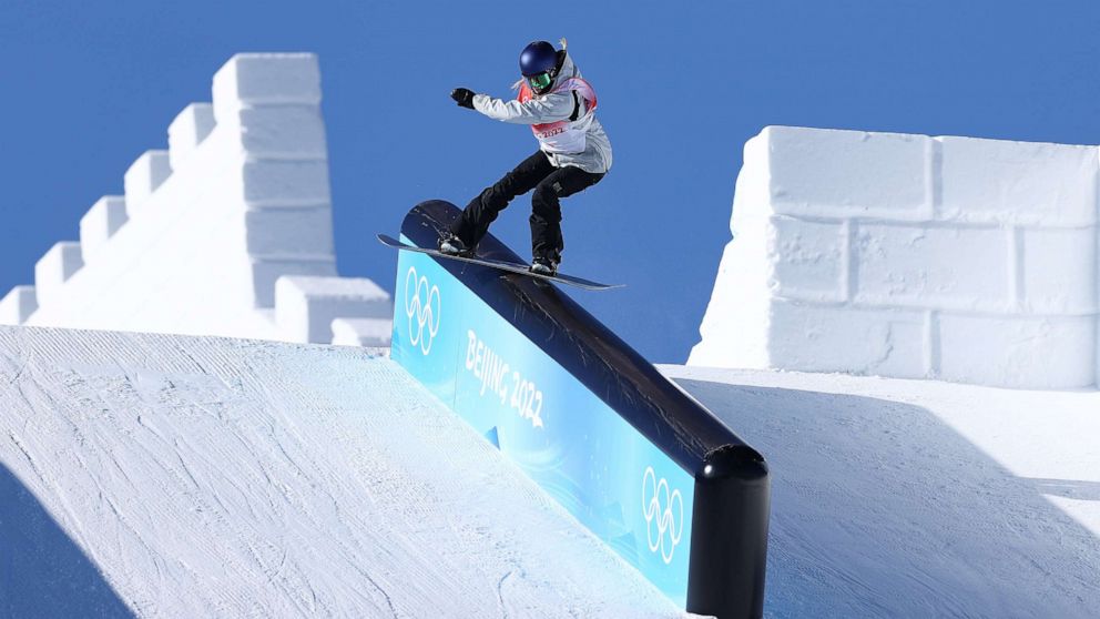 PHOTO: Julia Marino of Team United States performs a trick during the women's snowboard slopestyle final on Day 2 of the Beijing 2022 Winter Olympic Games at Genting Snow Park on Feb. 6, 2022, in Zhangjiakou, China.