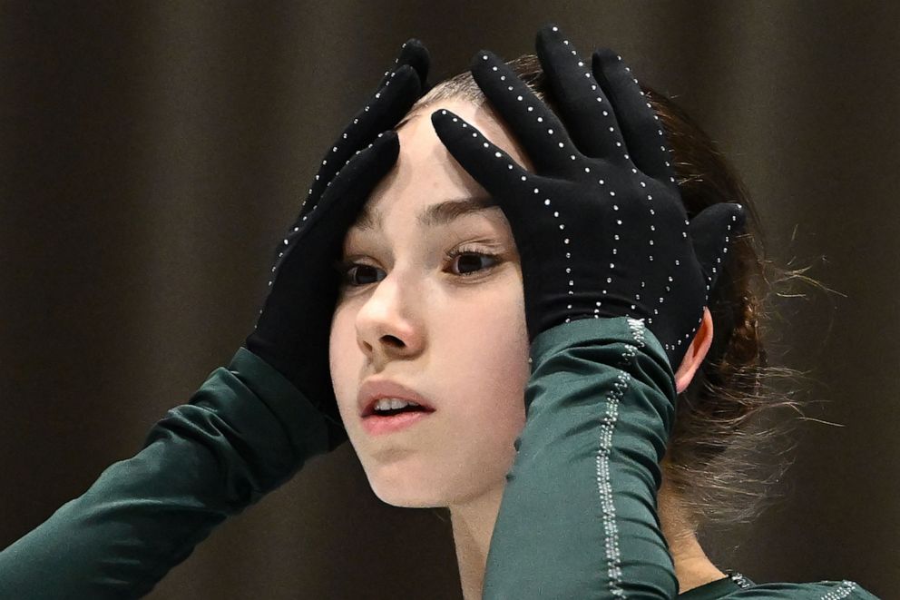 PHOTO: Russia's Kamila Valieva attends a training session on Feb. 11, 2022, prior the figure skating event at the Beijing 2022 Olympic Games.