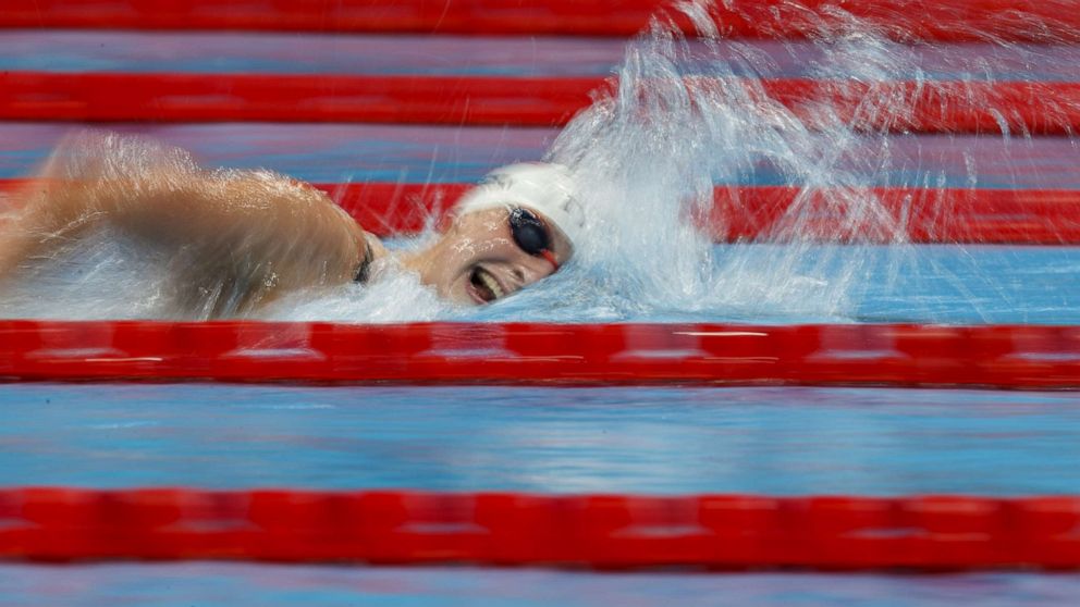 PHOTO: Katie Ledecky of the USA competes in the women's 1500m Freestyle Heats during the Swimming events of the Tokyo 2020 Olympic Games at the Tokyo Aquatics Centre in Tokyo, July 26, 2021.