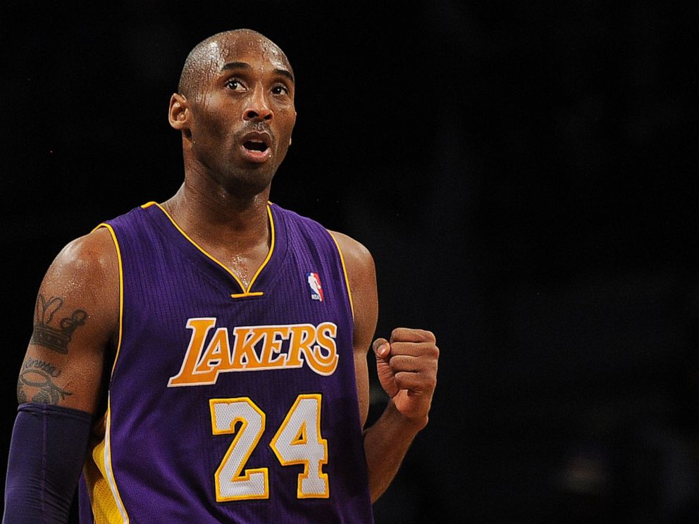 PHOTO: In this file photo taken on Feb. 5, 2013, Los Angeles Lakers shooting guard Kobe Bryant reacts while playing against the Brooklyn Nets during their NBA game at the Barclays Center in the Brooklyn borough of New York City.