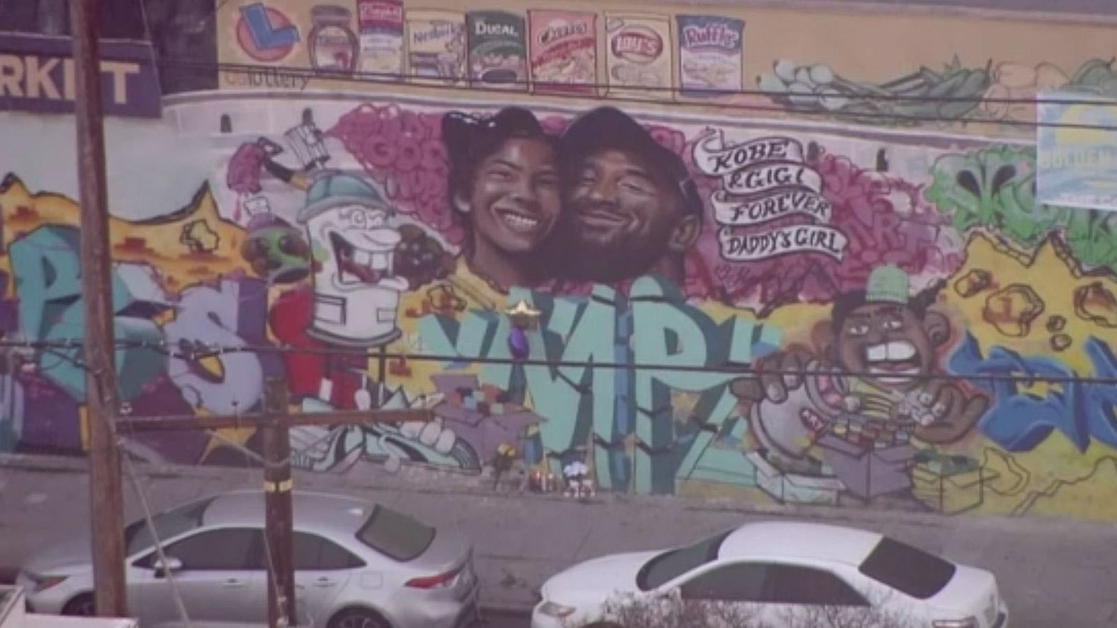 Mural Dedicated To Kobe Bryant His Daughter Appears In Los Angeles Abc News