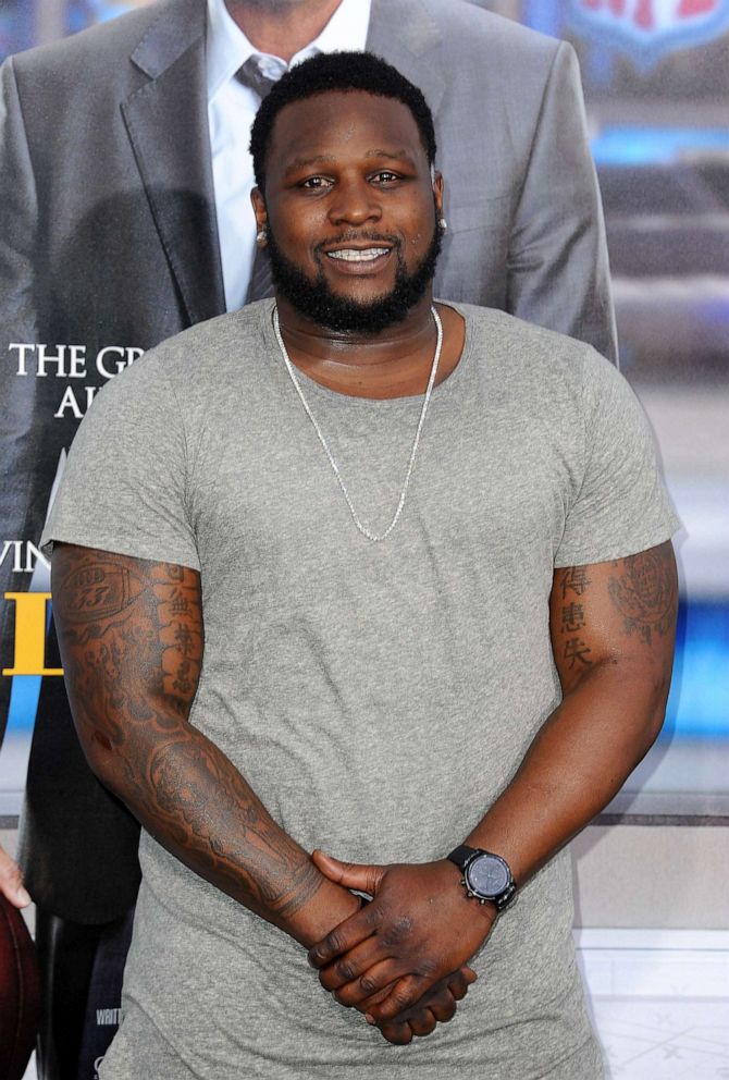 PHOTO: Le'Ron McClain attends the premiere of "Draft Day" presented by Bud Light at the Regency Bruin Theatre, April 7, 2014, in Los Angeles.