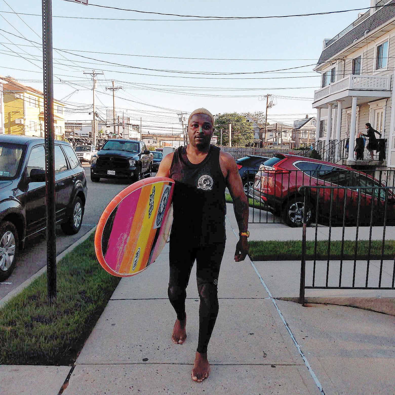 PHOTO: Lou Harris, the founder of the East Coast chapter of the Black Surfing Association, is pictured in an undated handout photo. Harris provides free surfing lessons to youths in New York's Rockaways.