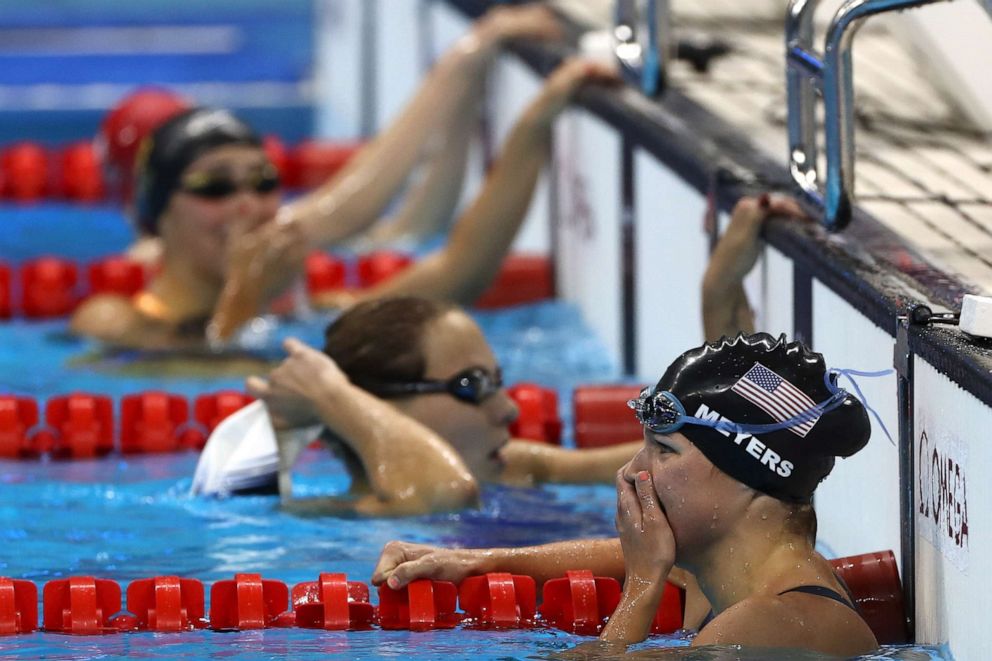 PHOTO: Rebecca Meyers of the United States competes at the Women's 400m Freestyle - S13 Final during day 5 of the Rio 2016 Paralympic Games at the Olympic Aquatics Stadium, Sept. 12, 2016, in Rio de Janeiro.  