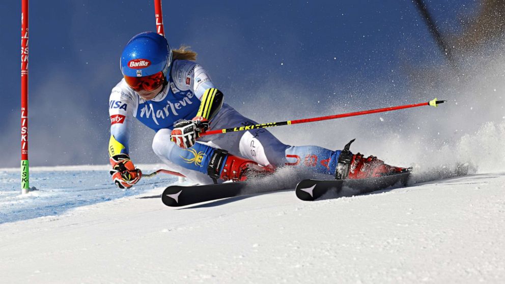 PHOTO: Mikaela Shiffrin of Team United States is shown in action during the Audi FIS Alpine Ski World Cup Women's Giant Slalom on Jan. 25, 2022, in Kronplatz, Italy.