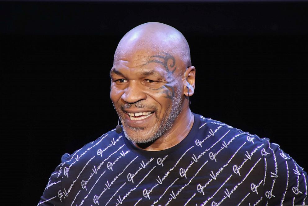 PHOTO: Mike Tyson performs his one man show "Undisputed Truth" in the Music Box at the Borgata on March 6, 2020, in Atlantic City, N.J.