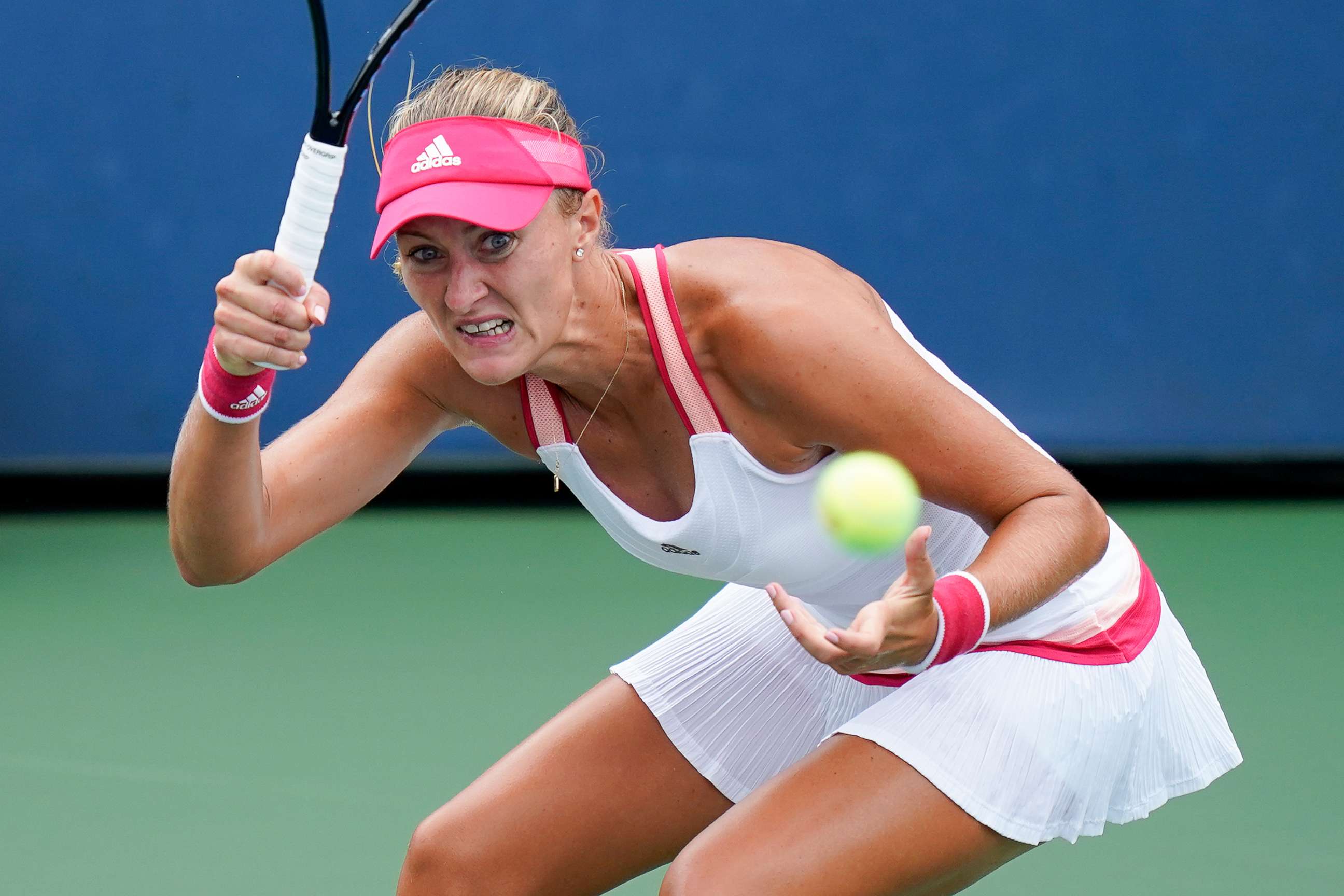 PHOTO: Kristina Mladenovic, of France, returns a shot to Varvara Gracheva, of Russia, during the second round of the U.S. Open tennis championships, Wednesday, Sept. 2, 2020, in New York.