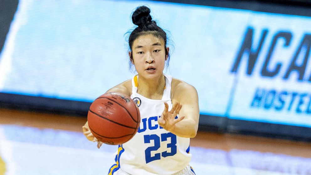 PHOTO: UCLA guard Natalie Chou makes a pass during a college basketball game in Austin, Texas, March 22, 2021.