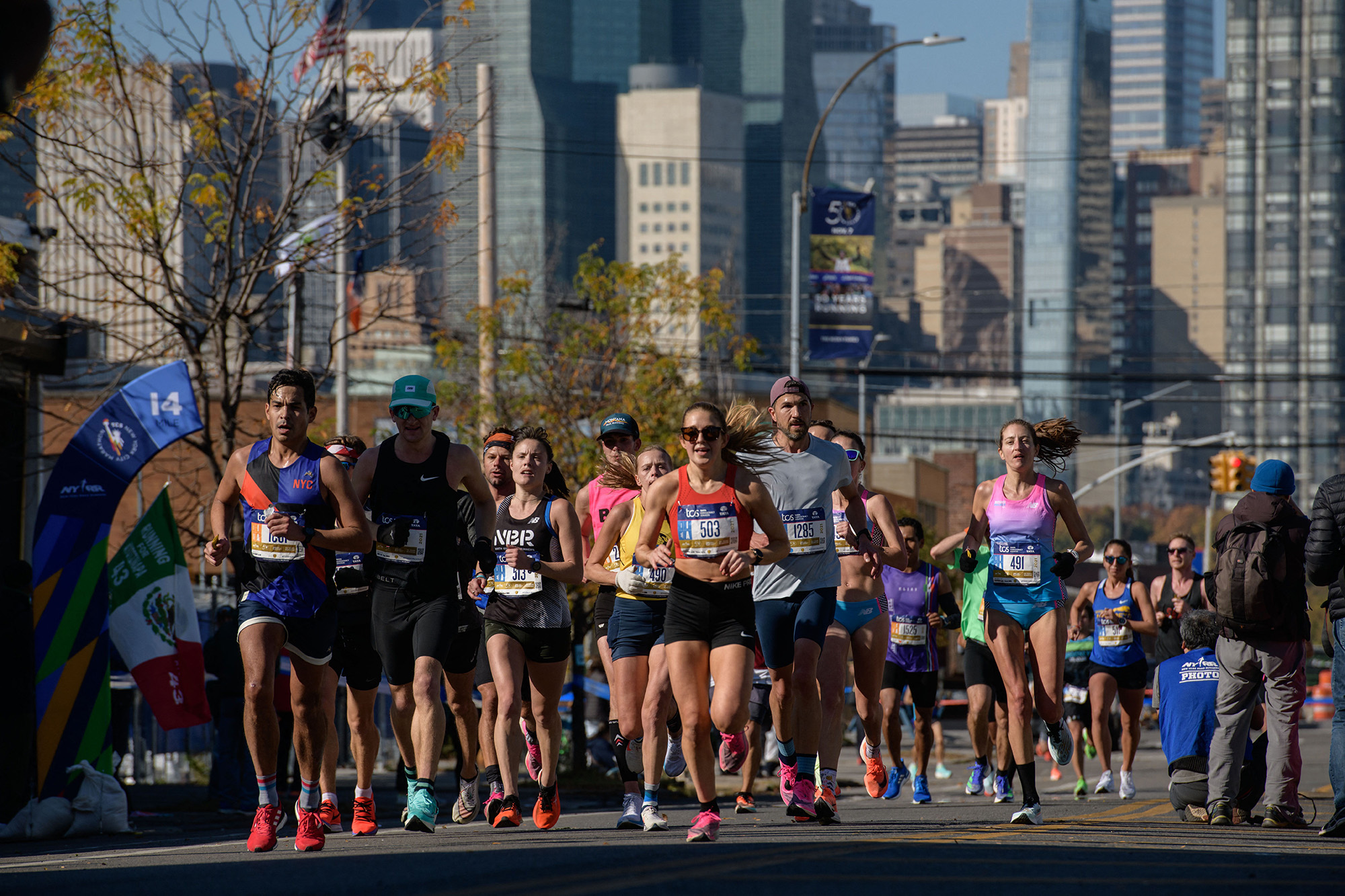 PHOTO: Runners compete during the 2021 TCS New York City Marathon in Brooklyn, New York, Nov. 7, 2021.