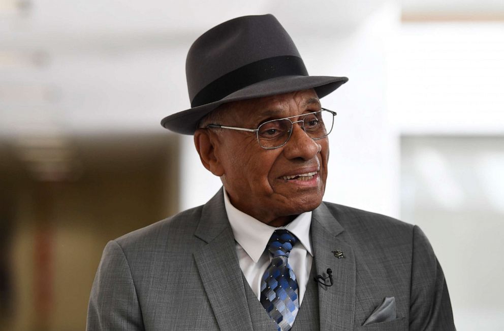 PHOTO: Willie O'Ree arrives for a meeting on Capitol Hill in Washington, July 25, 2019.