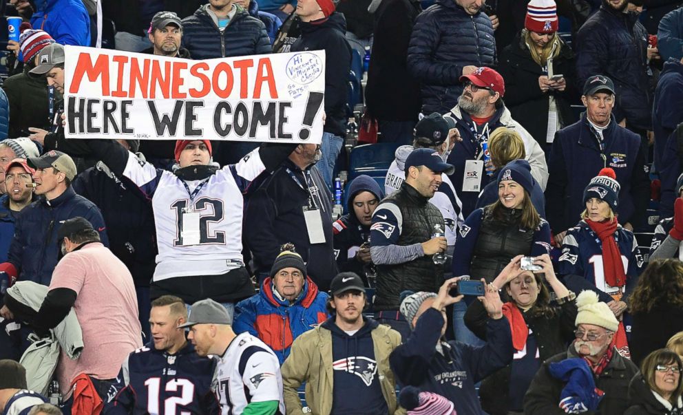 PHOTO: New England Patriots fans celebrate after defeating the Jacksonville Jaguars in the AFC Championship game at Gillette Stadium in Foxborough, Mass., on Jan. 21, 2018.