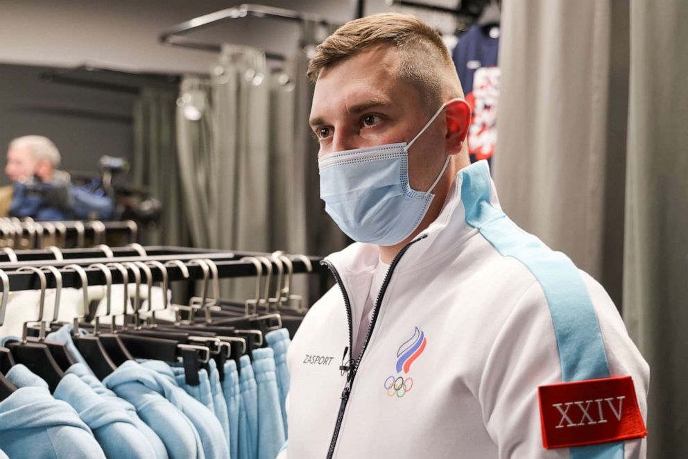 PHOTO: Curler Artur Razhabov appears at the opening of a Zasport outfit center for athletes and members of the delegation taking part in the Beijing 2022 Winter Olympic Games, at the VTB Arena Plaza in Moscow, on Jan. 14, 2022.