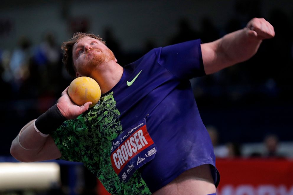 PHOTO: Ryan Crouser competes during the men's shot put at the Millrose Games track and field meet in this file photograph taken Saturday, Feb. 8, 2020, in New York.