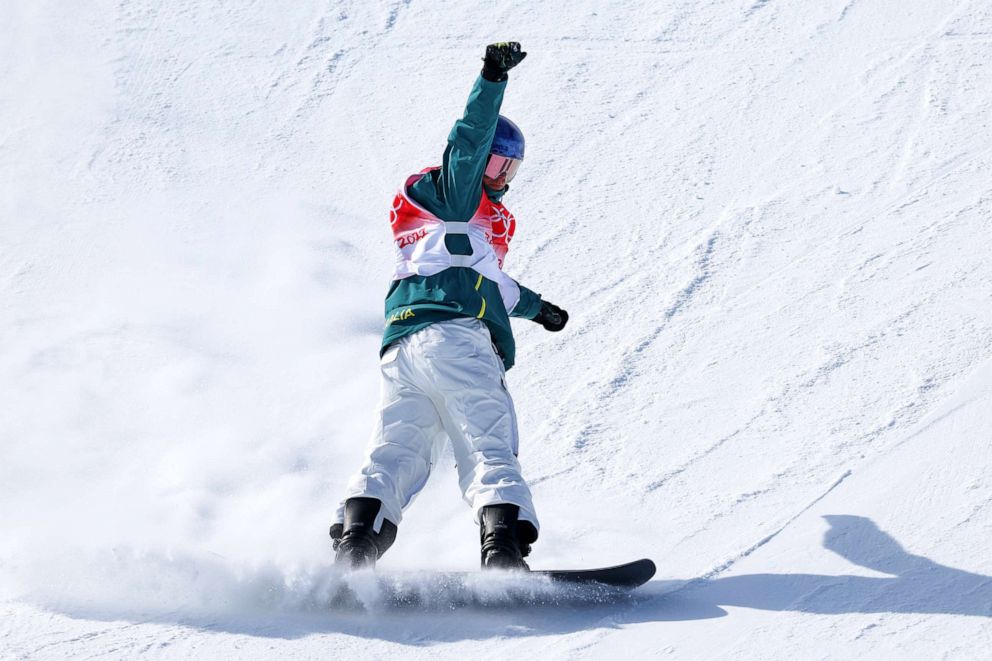 PHOTO: Scotty James of Team Australia reacts after their second run during the men's snowboard halfpipe final on day 7 of the Beijing 2022 Winter Olympics at Genting Snow Park on Feb. 11, 2022, in Zhangjiakou, China.