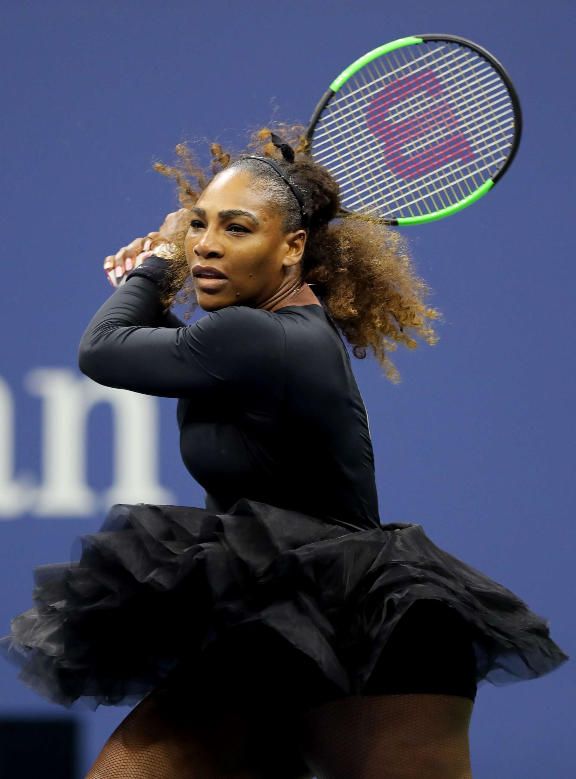 PHOTO: Serena Williams of the United States returns the ball during her Women's Singles finals match against Naomi Osaka of Japan on Day Thirteen of the 2018 US Open, Sept. 8, 2018, in New York.