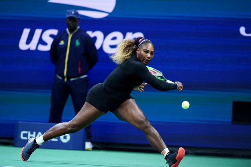 PHOTO: Serena Williams plays her first round at the 2019 US Open in New York, Aug. 26, 2019.