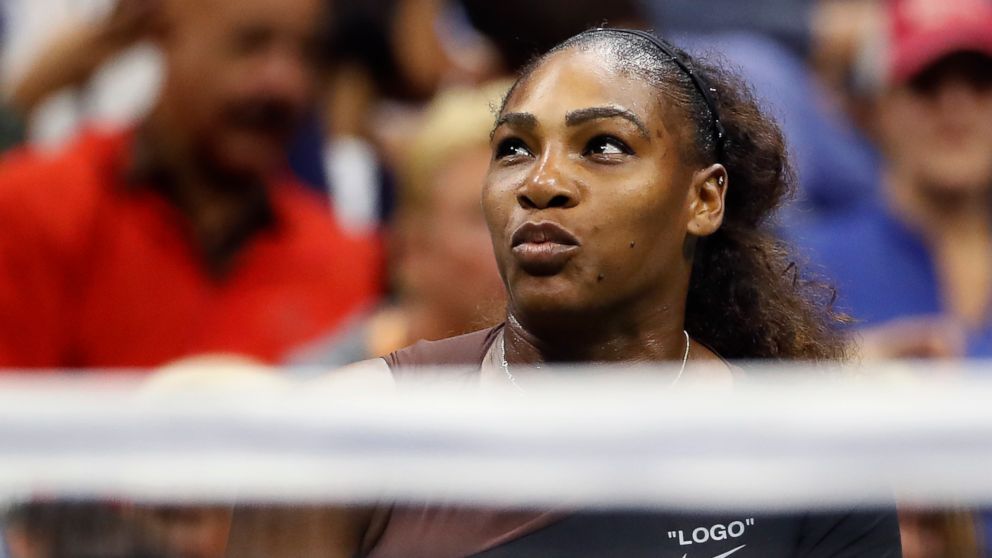 PHOTO: Serena Williams talks with chair umpire Carlos Ramos during a match against Naomi Osaka, of Japan, in the women's final of the U.S. Open tennis tournament, Sept. 8, 2018, in New York. 