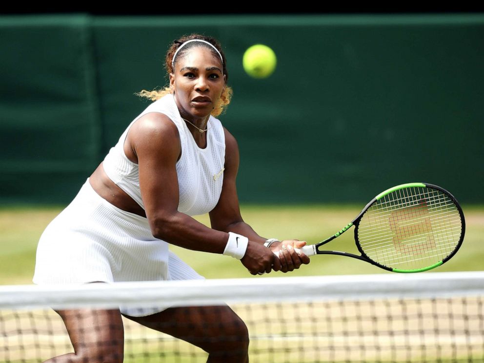 PHOTO: Serena Williams plays a backhand in her Ladies Singles semi-final match against Barbora Strycova of The Czech Republic during Day Ten of The Championships on July 11, 2019, in London.