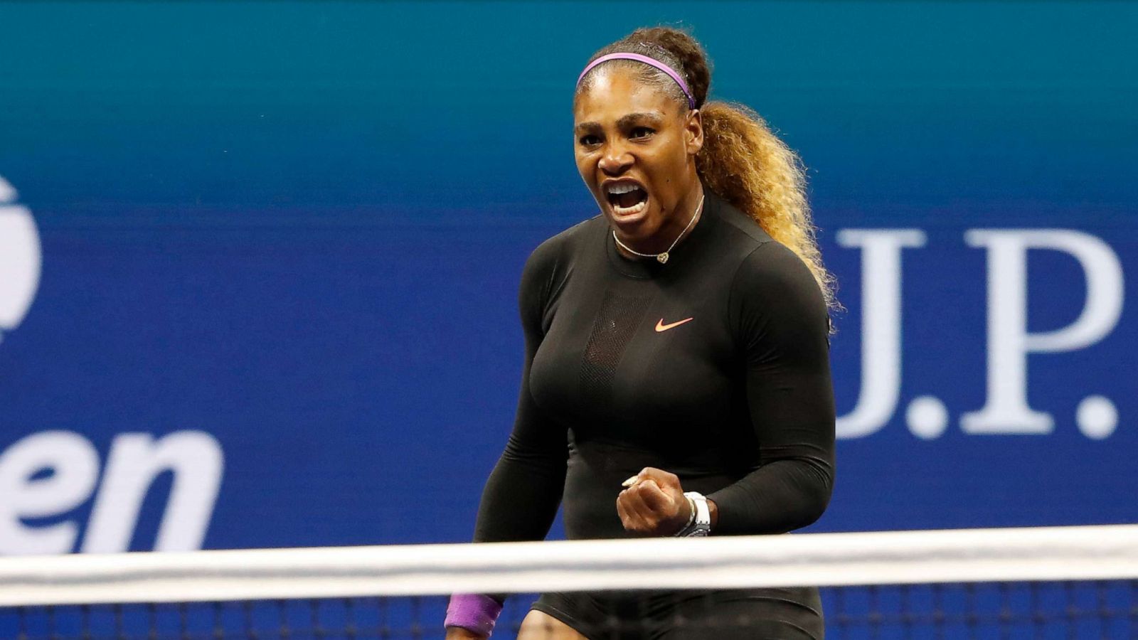 PHOTO: Serena Williams reacts after winning a point against Qiang Wang in a quarterfinal match on day nine of the 2019 US Open tennis tournament at USTA Billie Jean King National Tennis Center in Flushing, N.Y., Sep 3, 2019.