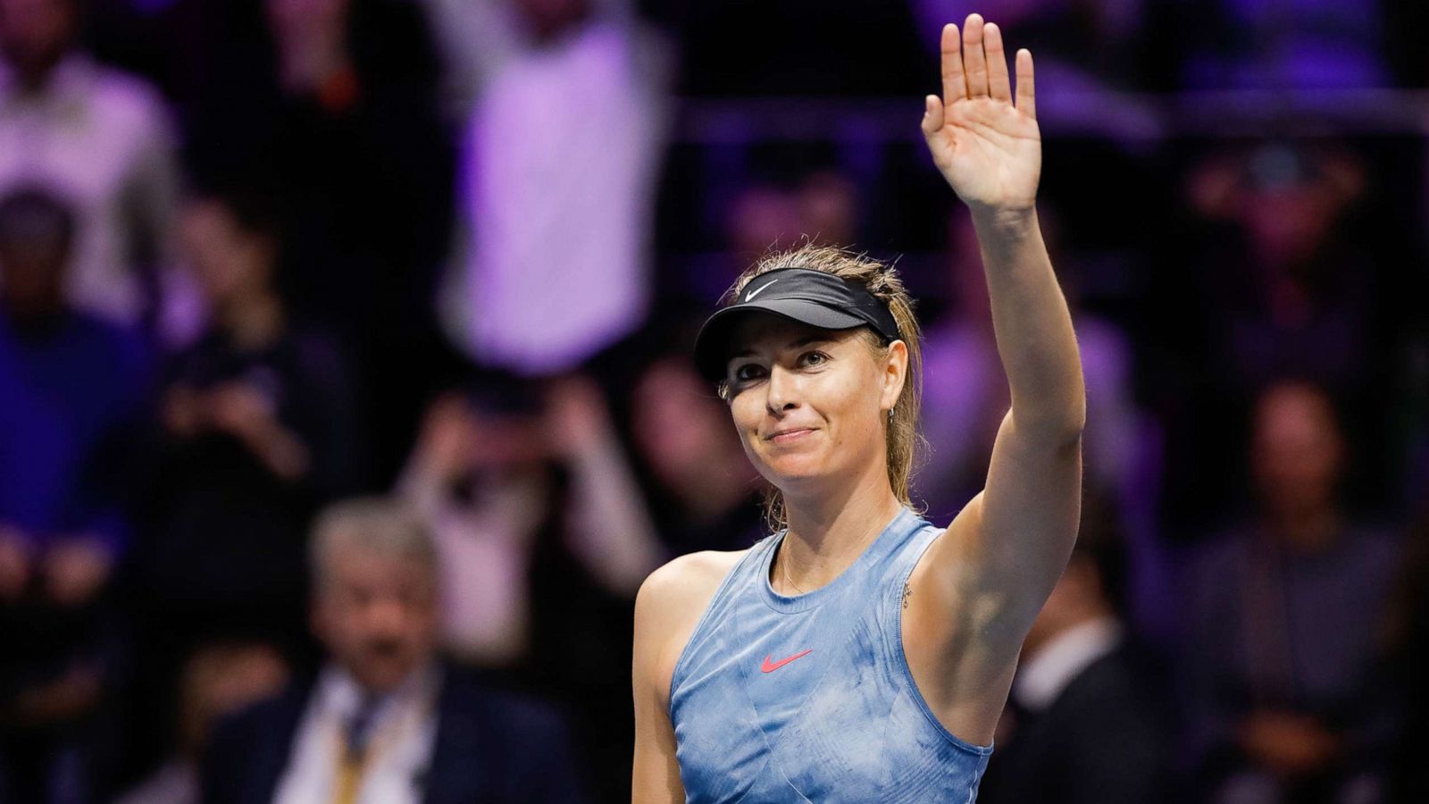 PHOTO:Maria Sharapova celebrates after her WTA St. Petersburg Ladies Trophy 2019 tennis match, Jan. 28, 2019, in St. Petersburg, Russia.