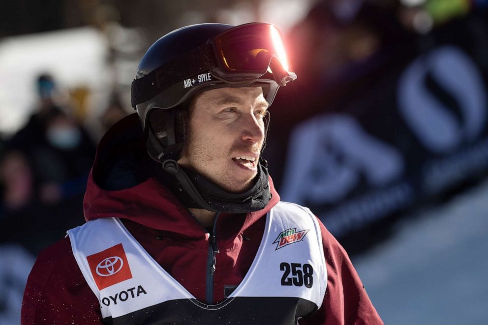 PHOTO: Shaun White, of the United States, is shown after his third run in the snowboarding halfpipe finals, Sunday, Dec. 19, 2021, during the Dew Tour at Copper Mountain, Colo.
