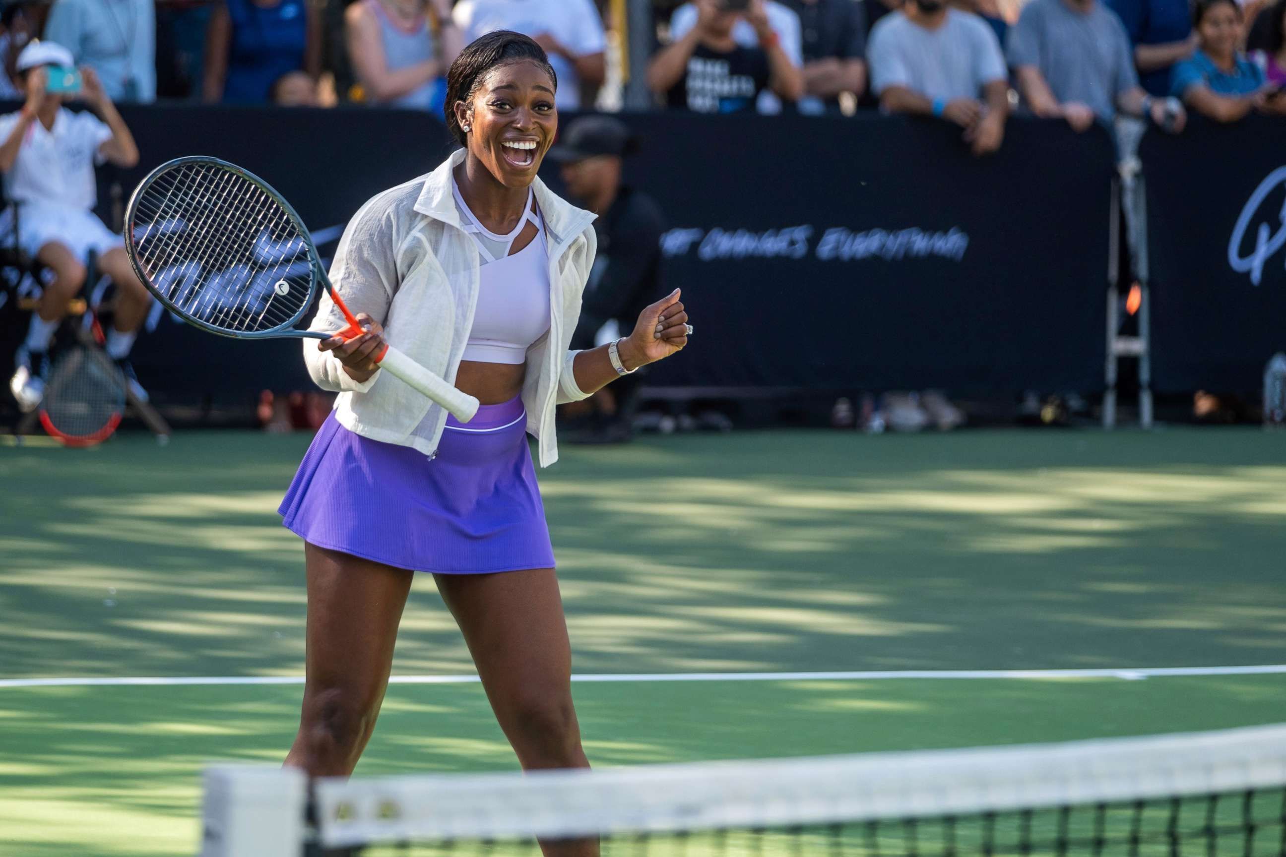 PHOTO: Sloane Stephens attends the Nike "Queens of the Future" tennis event at the William F. Passannante Ballfield, Aug. 20, 2019, in New York.