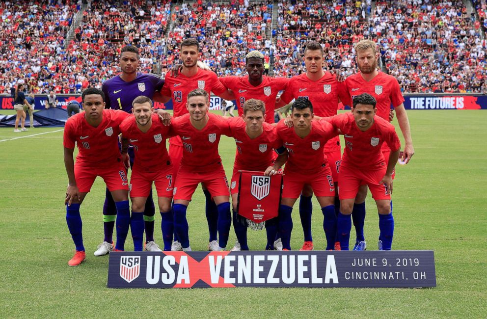 PHOTO: The USA men's national team before the game against Venezuela men's national team, June 9, 2019, in Cincinnati.
