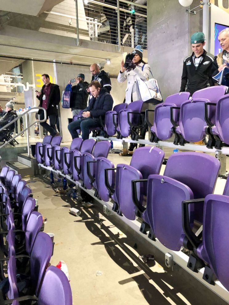 PHOTO: After the Super Bowl one Eagles fan left with an unusual gift after he took a seat out of the U.S. Bank Stadium.