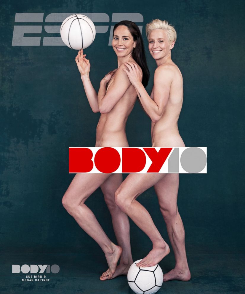 PHOTO: WNBA star Sue Bird and her girlfriend, professional soccer player Megan Rapinoe, are the first lesbian couple to pose for ESPN The Magazine's body issue. 