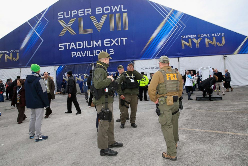 PHOTO: New Jersey State Police and FBI provide security for Super Bowl XLVIII between the Denver Broncos and the Seattle Seahawks at MetLife Stadium, Feb. 2, 2014 in East Rutherford, New Jersey.  