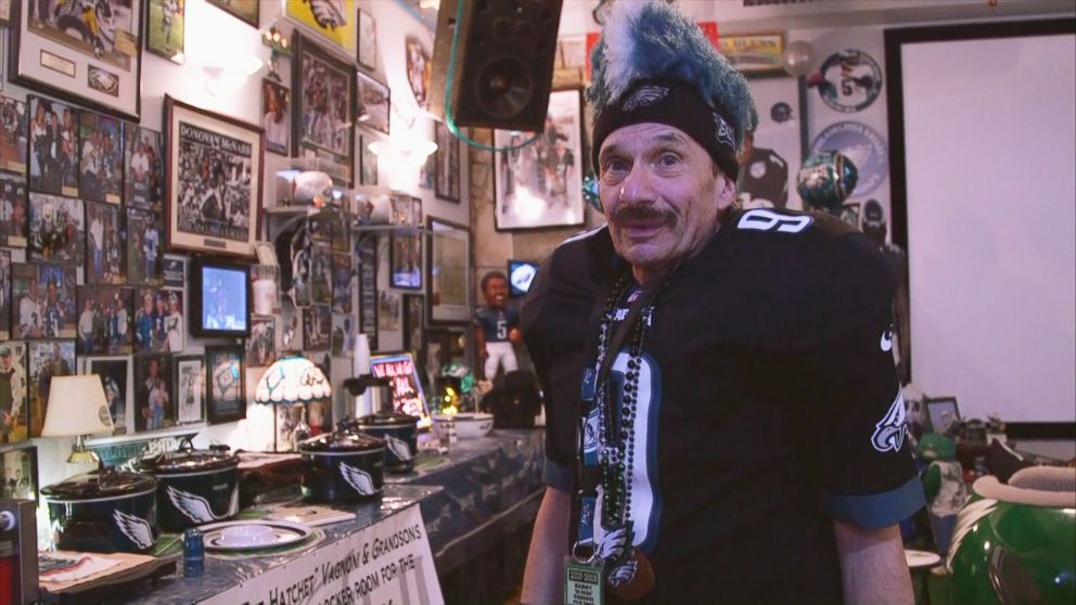 PHOTO: Barry Vagnoni added this 2,000-square-foot addition to his home 13 years ago. He described it as a locker room slash man cave. It contains tons of Philadelphia Eagles memorabilia.