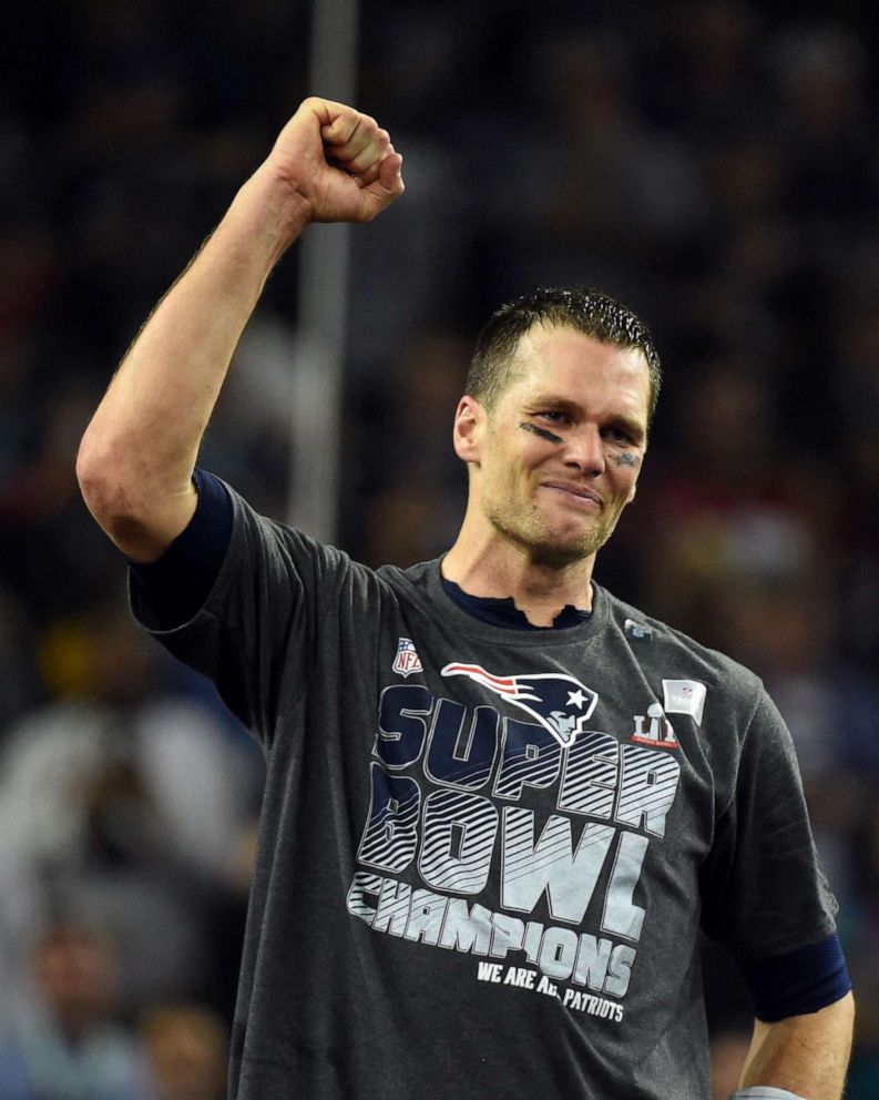 PHOTO: In this file photo taken Feb. 5, 2017, Tom Brady, of the New England Patriots, celebrates after defeating the Atlanta Falcons in overtime during Super Bowl 51 at NRG Stadium in Houston.