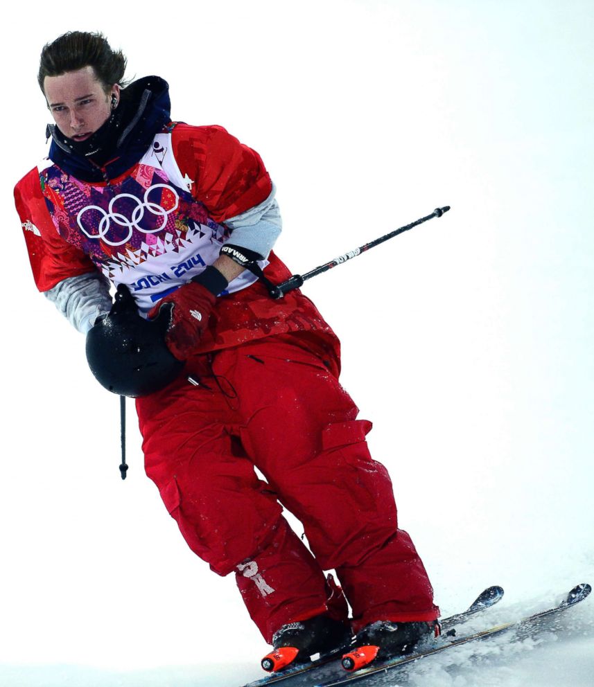 PHOTO: Torin Yater-Wallace ends his run in the Men's Freestyle Skiing Halfpipe qualifications at the Rosa Khutor Extreme Park during the Sochi Winter Olympics, Feb. 18, 2014.  