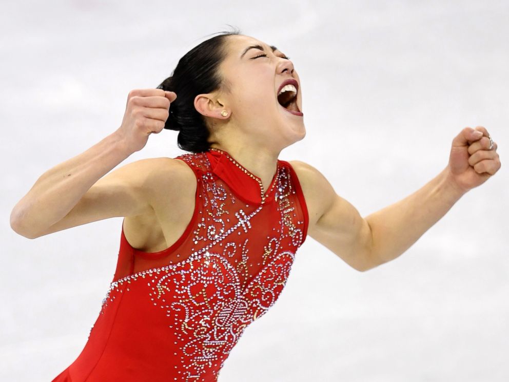 PHOTO: Mirai Nagasu, of the United States, reacts during the figure skating team event at the Pyeongchang Winter Olympics in Gangneung, South Korea, on Feb. 12, 2018. 