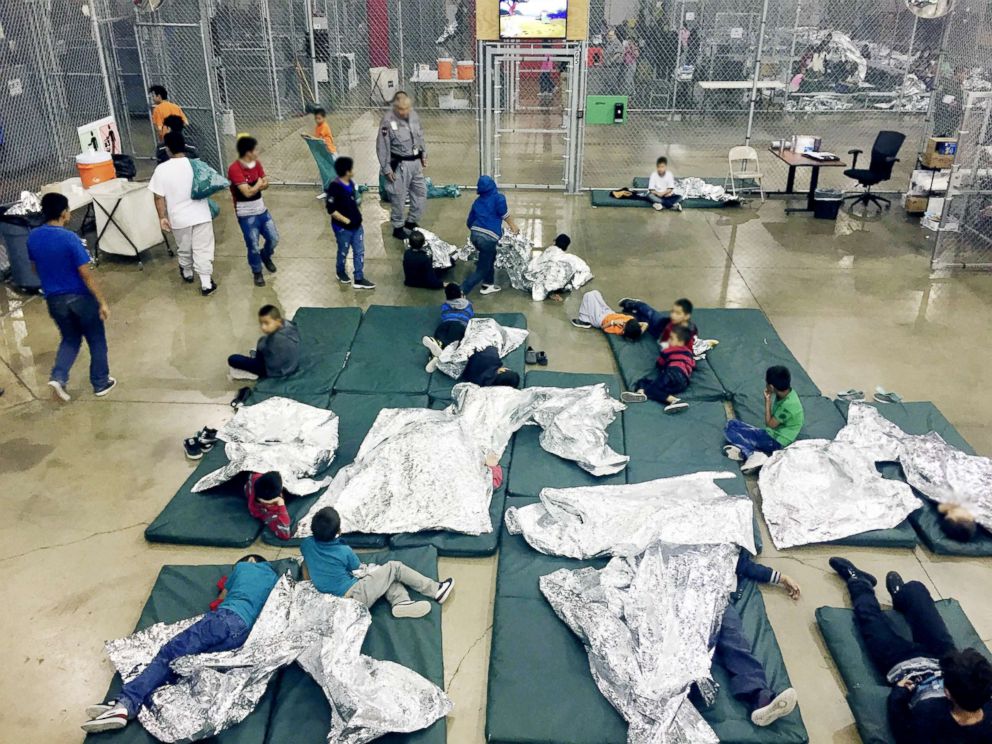 PHOTO: This US Customs and Border Protection photo obtained June 18, 2018, shows intake of illegal border crossers by U.S. Border Patrol agents at the Central Processing Center in McAllen, Texas on May 23, 2018.