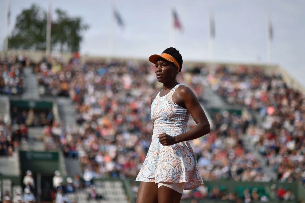 PHOTO: The US's Venus Williams reacts after winning a point during her women's third round match against France's Alize Cornet at the Roland Garros 2016 French Tennis Open in Paris on May 28, 2016.