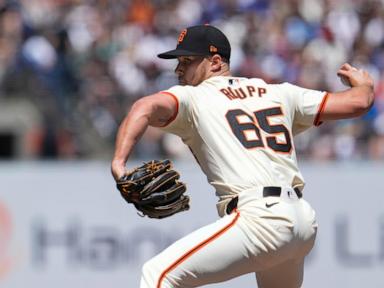 Chapman homers and Giants hit 10 doubles, their most since 1912, in 10-4 win over Dodgers