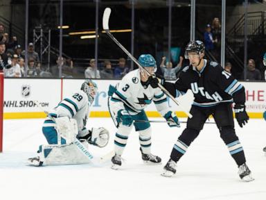 Wennberg's OT goal gives Sharks 5-4 win over Utah for 1st win