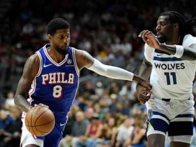 76ers' free agent pickup Paul George leaves preseason win with hyperextended left knee