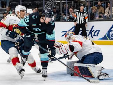 Barkov and Reinhart help the Panthers beat the Kraken 2-1 in a shootout