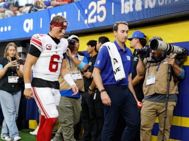 Jaxson Dart's knee injury is still being evaluated, Giants coach John Harbaugh says