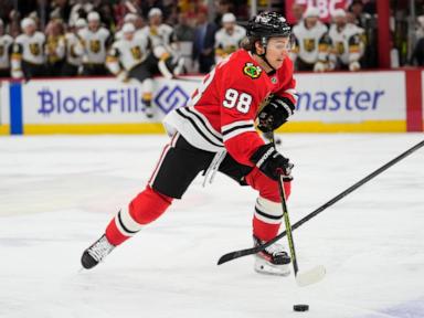 Bertuzzi, Jones help Blackhawks beat slumping Golden Knights 5-3.